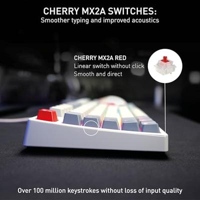 Cherry - XTRFY K4V2 RGB TKL RETRO Tastiera da gioco meccanica - Illuminazione RGB - Nero - MX2A Rosso