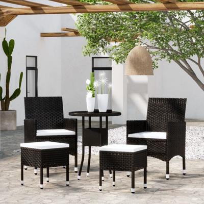 5-delige Loungeset poly rattan zwart