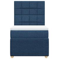 Boxspring met matras stof blauw 100x200 cm - thumbnail