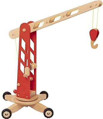 Goki houten kraan op wielen rood