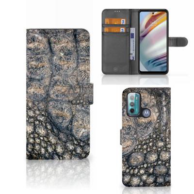 Motorola Moto G60 | Telefoonhoesje | Met pasjeshouder | Krokodillenprint
