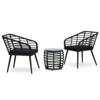 3-delige Bistroset poly rattan zwart - thumbnail