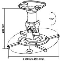 My Wall H16-1WL Beamer-plafondbeugel Kantelbaar, Draaibaar Afstand vloer-plafond (max.): 22.5 cm Wit - thumbnail
