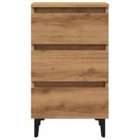 Nachtkastje met metalen poten 40x35x69 cm artisanaal eikenkleur - thumbnail