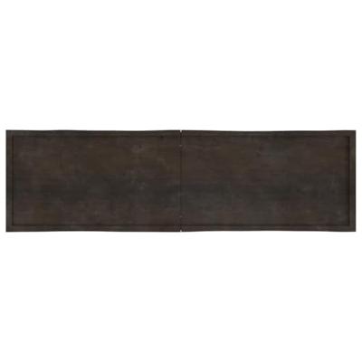 Tafelblad natuurlijke rand 220x60x(2-6)cm eikenhout donkerbruin