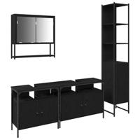 4-delige Badkamermeubel Set - Zwart Eiken, Gemaakt van Engineered Wood - thumbnail