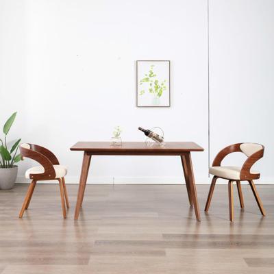 VidaXL Eetkamerstoelen 2 st gebogen hout en kunstleer crèmekleurig VidaXL Eetkamerstoelen 2 st gebogen hout en kunstleer crèmekleurig