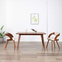 VidaXL Eetkamerstoelen 2 st gebogen hout en kunstleer crèmekleurig - thumbnail