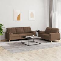 2-delige Loungeset met kussens stof bruin - thumbnail