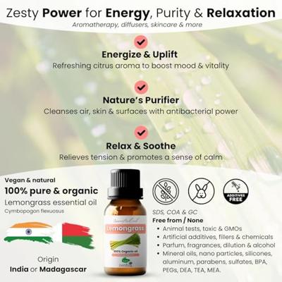 Citroengras (Lemongrass) etherische olie biologisch 10 ml