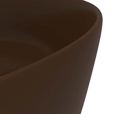 Wastafel rond 40x15 cm keramiek mat donkerbruin