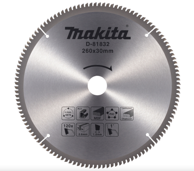 Makita Accessoires Afkortzaagblad | div. materialen | 260x30x2,6 | 120T | 5g - D-81832