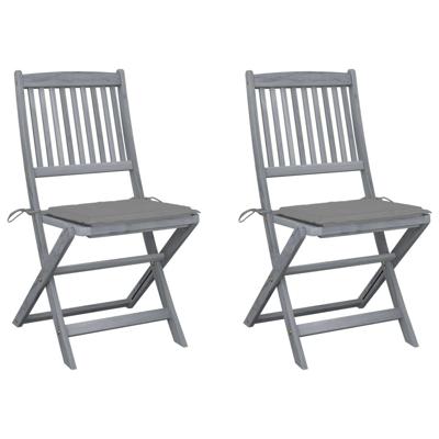 Tuinstoelen 2 st inklapbaar met kussens massief acaciahout Tuinstoelen 2 st inklapbaar met kussens massief acaciahout