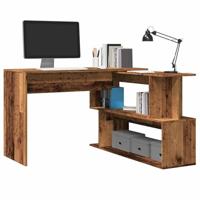 Hoekbureau 200,5x50x76 cm bewerkt hout oud houtkleurig - thumbnail