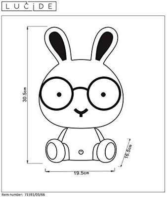 Lucide DODO RABBIT - Nachtlamp Kinderkamer - LED 3 StepDim - 1x3W 4000K - Roze