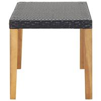 Tuinbank 120 cm poly rattan en massief acaciahout zwart - thumbnail