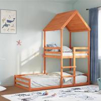 Kinderbed met huisje massief grenenhout wasbruin 80x200 cm - thumbnail