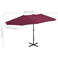 VidaXL Parasol met aluminium paal 460x270 cm bordeauxrood - thumbnail