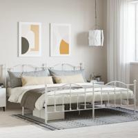 Bedframe met hoofd- en voeteneinde metaal wit 200x200 cm - thumbnail