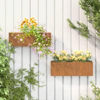 VidaXL Plantenbakken wandmontage 2 st 53x10x17 cm cortenstaal roestig - thumbnail