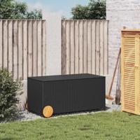 Tuinbox met wielen 190 L poly rattan zwart - thumbnail