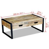 Salontafel met 2 lades 100x60x40 cm massief mangohout - thumbnail