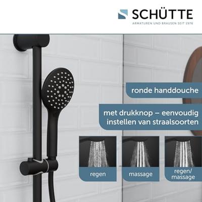 RAVEN doucheset, 3 functies, stang 70 cm, zwart mat antikalk nozzles 3 functies en knop voor waterstop functie douchekop: Ø ca. 15 cm metalen douchestang, lengte: ca. 70 cm wandbevestiging i RAVEN doucheset, 3 functies, stang 70 cm, zwart mat antikalk nozzles 3 functies en knop voor waterstop functie douchekop: Ø ca. 15 cm metalen douchestang, lengte: ca. 70 cm wandbevestiging i