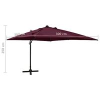 VidaXL Zweefparasol met paal en led-verlichting 300 cm bordeauxrood - thumbnail