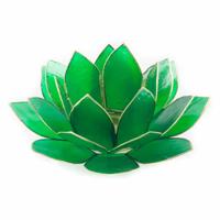 Lotus Sfeerlicht Groen 4e Chakra Goudrand - thumbnail