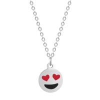 Heart Eyes 😍 Emoji ketting - Zilver - thumbnail