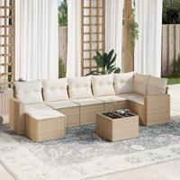 8-delige Loungeset met kussens poly rattan beige - thumbnail