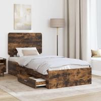 Bedframe met hoofdeinde Gerookt eiken 75 x 190 cm Bewerkt hout - thumbnail