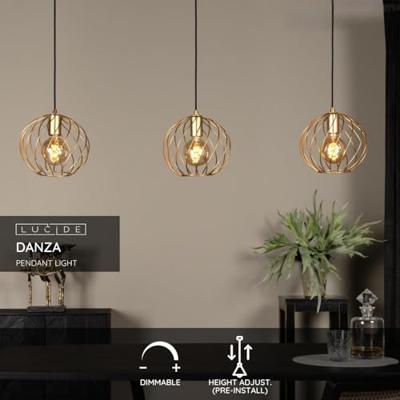 Lucide DANZA - Hanglamp - 3xE27 - Mat Goud / Messing