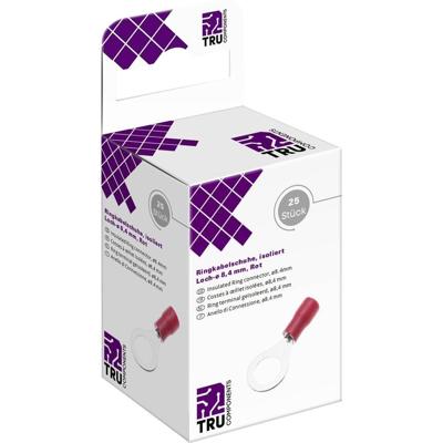 TRU COMPONENTS T2010C285 Ringkabelschoen Dwarsdoorsnede (max.)=1.5 mm² Schachtdiameter=8.4 mm Deels geïsoleerd Rood 25 stuk(s)
