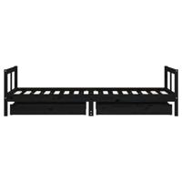 Kinderbedframe 80x200 cm massief grenenhout zwart - thumbnail