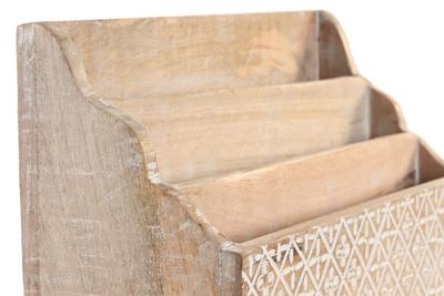 Multi-Functionele Organiser DKD Home Decor Wit Natuurlijk Mangohout 32 x 13 x 21 cm 33 x 12 x 21 cm Lakens (12 Stuks)