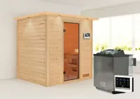 Karibu | Adelina Sauna met Dakkraag | Biokachel 9 kW Externe Bediening - thumbnail