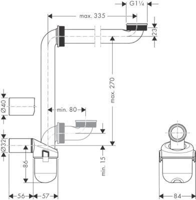 Hansgrohe ruimtebesparende sifon voor wastafels 50 mm