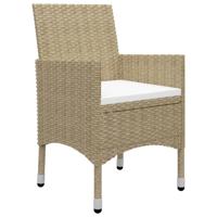 5-delige Bistroset poly rattan en gehard glas beige - thumbnail