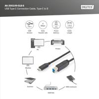 Digitus USB-kabel USB 3.2 Gen1 (USB 3.0 / USB 3.1 Gen1) USB-C stekker, USB-B stekker 1.80 m Zwart Afgeschermd (dubbel) AK-300149-018-S - thumbnail