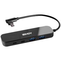 LINDY USB-Hub USB-C (USB 3.2 Gen 2) multiport hub 4 poorten Zwart - thumbnail