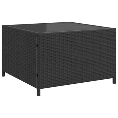 Tuinbank met tafel en kussens L-vormig poly rattan zwart