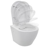 VidaXL Hangend toilet randloos keramiek wit - thumbnail