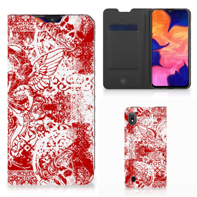 Mobiel BookCase Samsung Galaxy A10 Angel Skull Rood Mobiel BookCase Samsung Galaxy A10 Angel Skull Rood