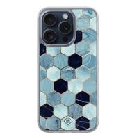 iPhone 15 Pro hybride hoesje - Blue cubes - thumbnail