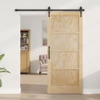 Schuifdeur met Hardware Set 86x211 cm Van Massief Vurenhout - thumbnail
