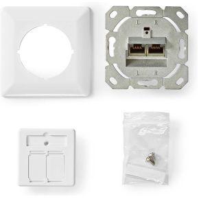 Nedis Netwerk Wanddoos | Inbouw | 2 poort(en) | CAT6 | Recht | Female | Goud Verguld | PVC | Wit | Doos - CCGB89200IV