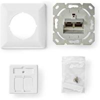 Nedis Netwerk Wanddoos | Inbouw | 2 poort(en) | CAT6 | Recht | Female | Goud Verguld | PVC | Wit | Doos - CCGB89200IV - thumbnail