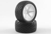 Fastrax onroad achterbanden op witte 6 spaaks velgen voor 1/10 buggy - thumbnail