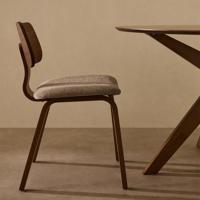 Kave Home Eetkamerstoel 'Gena' Walnoot en rubberhout, kleur Beige - thumbnail